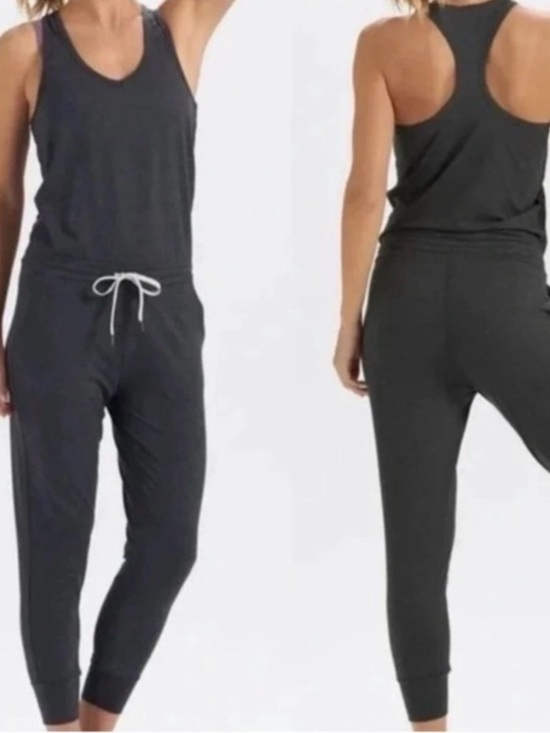 Vuori Pants - Vuori Lux Jumpsuit Charcoal Heather Racerback Jogger Romper Size Large